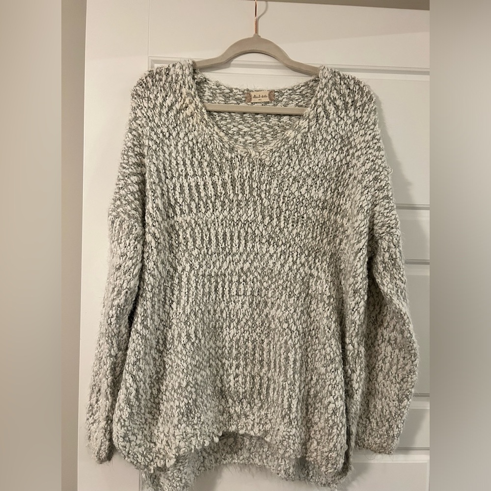 Altar’d State White and Gray Knitted Sweater Size Medium/Large